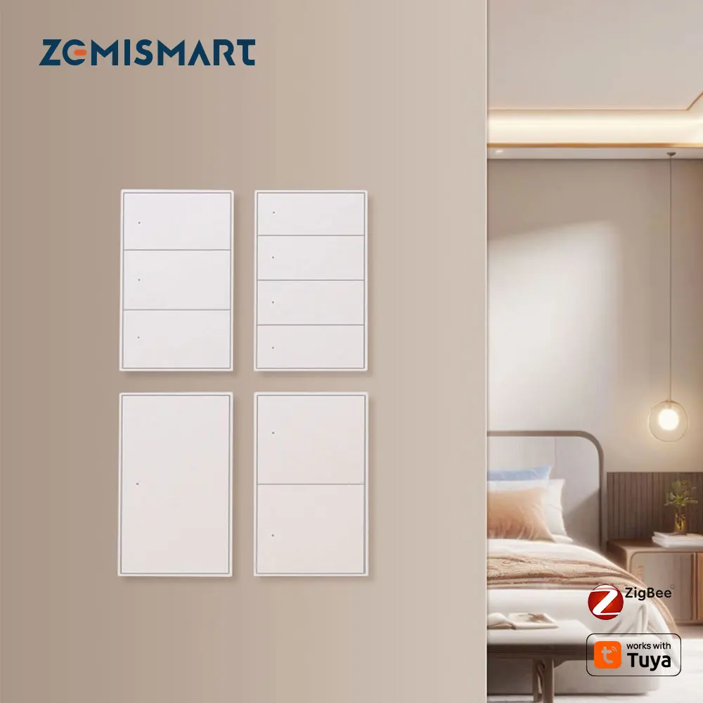 Zemismart Zigbee Smart Wall Light Switch 1 2 3 4 Gangs Work with Tuya App with Neutral Push Button Interruptor AU Certified