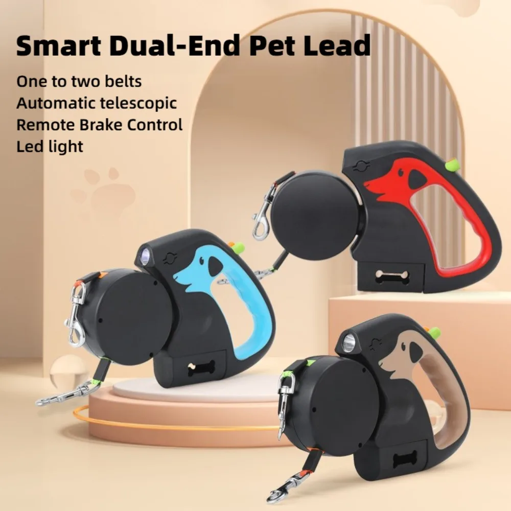 

Double-ended lead one for two, automatic telescopic leash USB charging, dog walking rope with light, outdoor cat and dog chain.