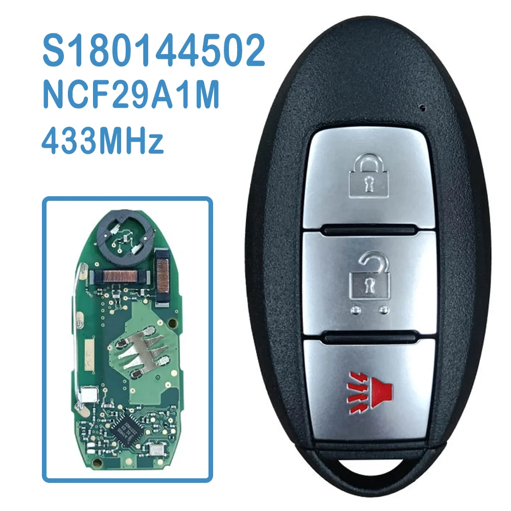 2 قطعة/الوحدة S180144502 السيارات الذكية عن بعد FSK 433MHz NCF29A1M رقاقة 2 + 1 أزرار استبدال مفتاح السيارة الذكية فوب لنيسان ركلات 2018 2019