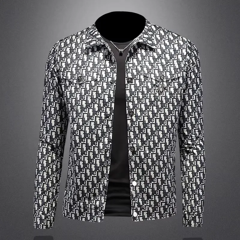 

Мужская куртка большого размера в клетку с принтом, осенняя повседневная верхняя одежда с воротником, модная молодежная модная брендовая одежда