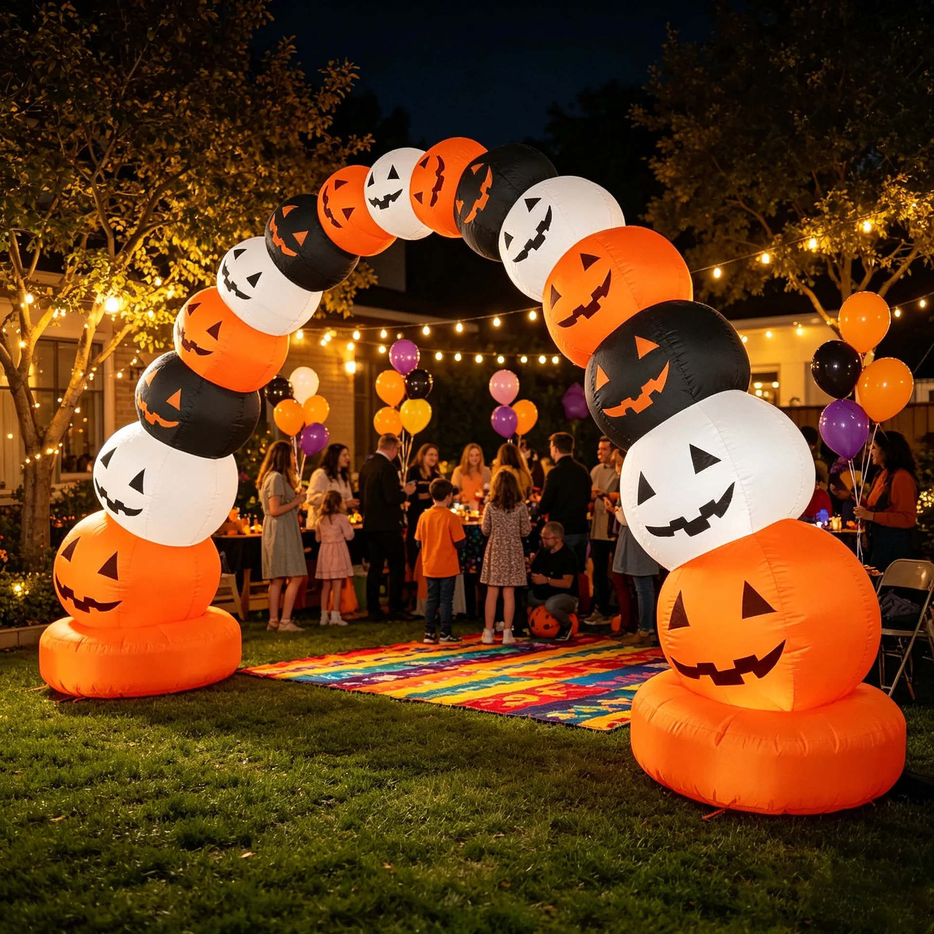 Halloween Inflatable Pumpkin Archway, Light Up Yard Decor, Party Decoration Prop for Outdoor Garden
