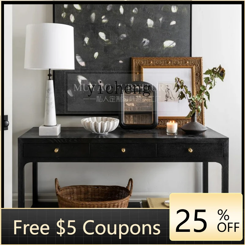 

ZF Retro Solid Wood Console Tables Sofa Backrest Table Modern Minimalist Entrance Foyer Decoration