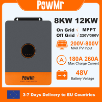 PowMr 8KW 12KW Hybrid Solar Inverter 48V 220V 3 Phase Inverter On Off Grid Dual MPPT Output with MPPT 180A 260A Solar Charger
