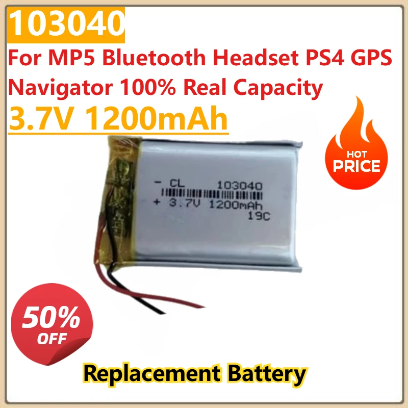 

New 103040 3.7V 1200mAh Polymer Lithium Rechargeable Battery for MP5 Bluetooth Headset PS4 GPS Navigator 100% Real Capacity