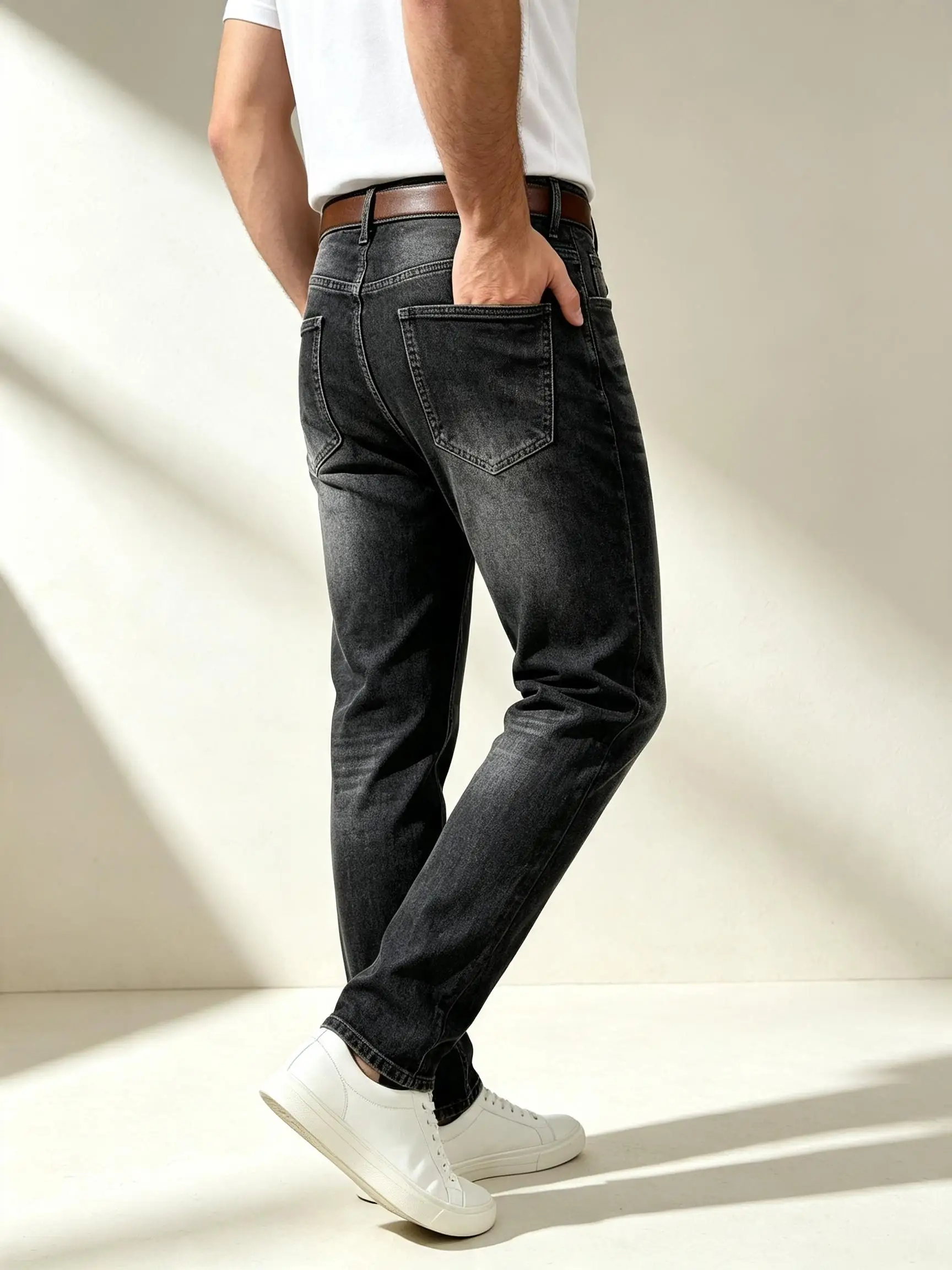 Trendy Y2K American Street Stitched Detail Jeans Men Casual Hip Hop Denim Trousers Suitable Gift For Husband Daily Wear