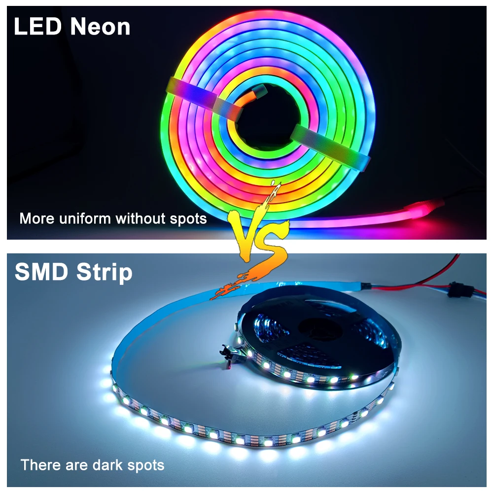 DC5V WS2812B LED Neon Strip Gel di Silicone Segno RGBIC Flessibile Morbido Fata Luce 28 Tasti A Distanza Blutooth App di Controllo Impermeabile IP67