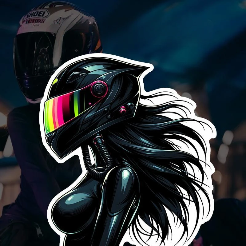 Dark Motorcycle Girl Motorcycle Racing Stickers Waterproof Car Decoration Scratch Covering Personalized Creative Car Stickers