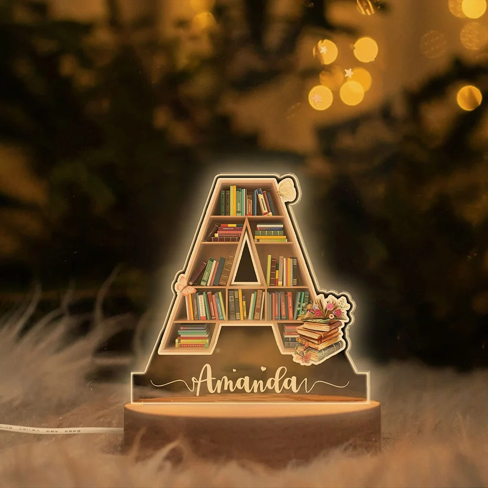 

Персонализированная акриловая ночная лампа-буква для книжной полки, подарок для любителей книг и чтения, награда для конкурсов по чтению.