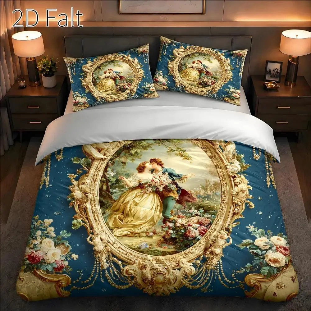 Romantic Eiffel Tower Love Quilt Cover Set, 1 Quilt Cover + 2 Pillowcases, 2D Flat Printing, Classical Love Theme, Romantic Style, Valentine's Day, Suitable for All Seasons, Machine Washable, Invisible Zipper, Large Quilt Cover Set, Bedding Set, Skin-Friendly, Breathable, Soft and Comfortable, Does Not Fade or Pill, Suitable for Home/Dormitory/Master Bedroom/Guest Room