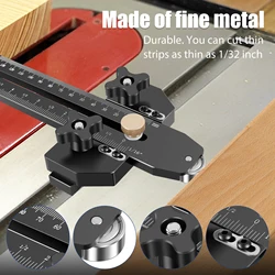 Table Saw Thin Rip Jig Guide Metal Woodworking Thin Ripping Guide Adjustable Narrow Thin Strip Repetitive Cutting Guide Safe and