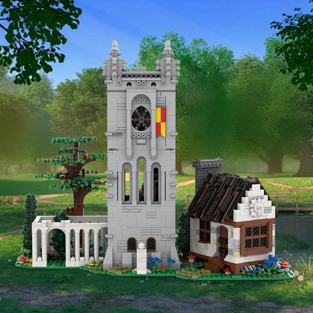 Gobricks MOC Vintage Castle Library Medieval Library Building Blocks Model Mysterious  Bricks Assembled Toy for Children Gift
