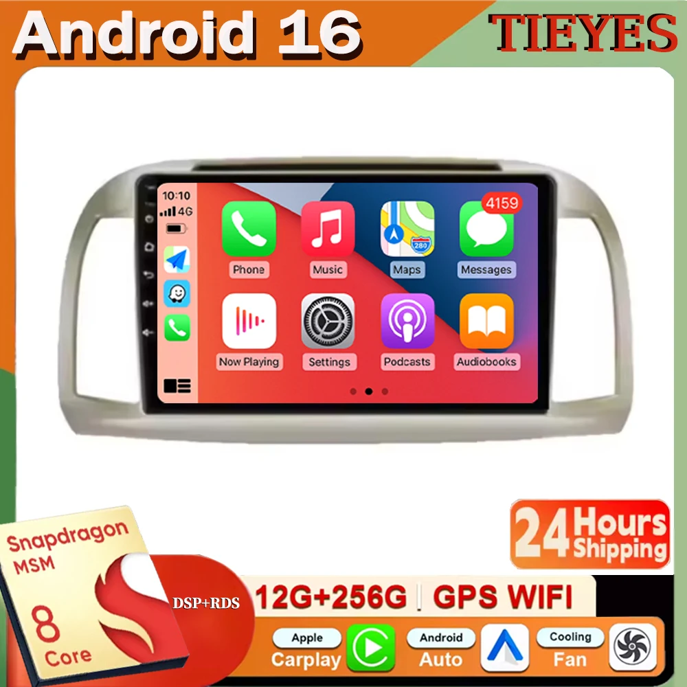 Carplay Android 16 Car Radio For Nissan March Micra K12 2001-2011 Navigation Auto GPS Head Unit Stereo WIFI Multimedia Wireless