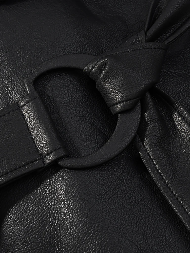 Evropský styl, nový dámský módní všestranný temperamentní jednoduchý klopový kabát s dlouhým rukávem a páskem - náhled 4