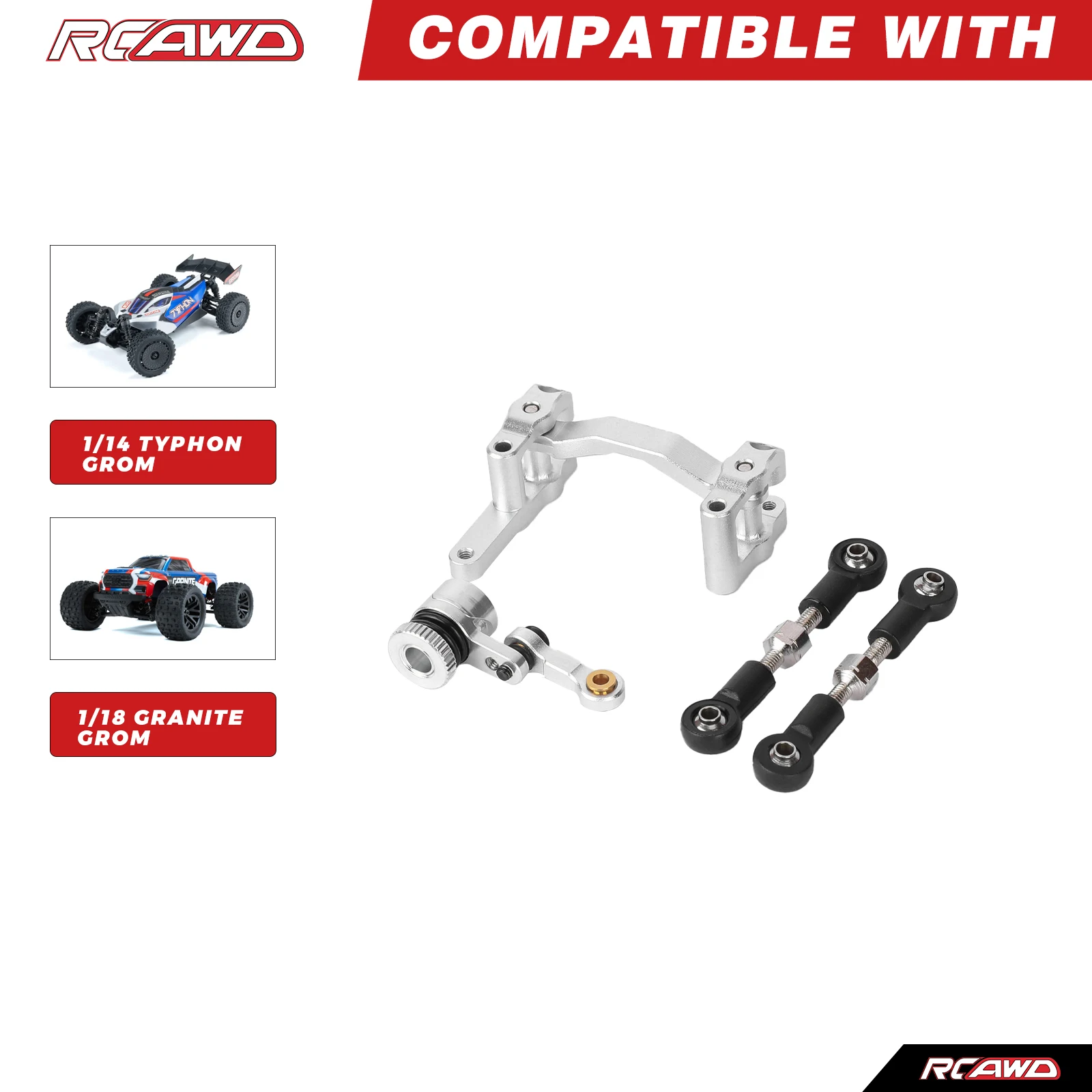 

RCAWD Servo Saver Set for ARRMA 1/14 1/18 GRANITE TYPHON GROM ARA2102 ARA2106 ARA2306 Steering Linkage with Servo Arm Upgrades