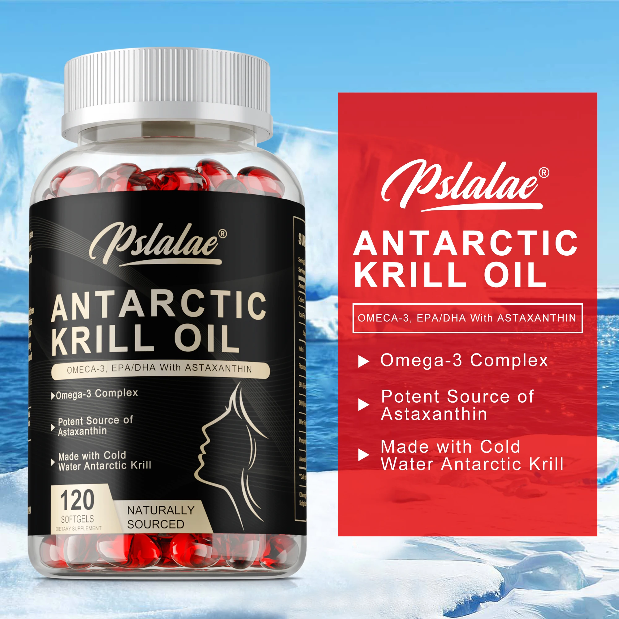 

Antarctic Krill Oil - Antioxidant, Enhances Cellular Energy, Promotes Brain, Joint and Skin Health - with Omega 3 EPA,DHA