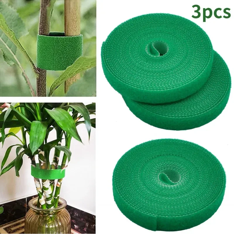 1/2pcs Green Garden Twine Nylon Plant Ties Hook Loop Bandage Bamboo Cane Wrap Support Reusable Durable Garden Accessories