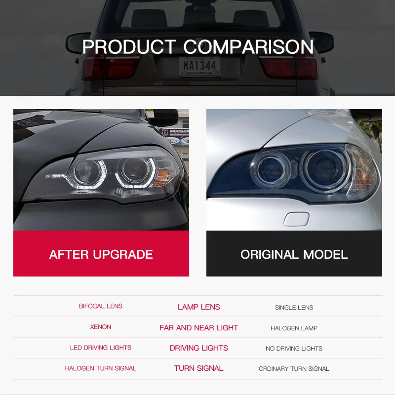 

Car Accessories Led Headlights For BMW X5 E70 2007 2008 2009 2010-2013 Front DRL Angel Eyes Turn Signal Light Headlamp Assembly