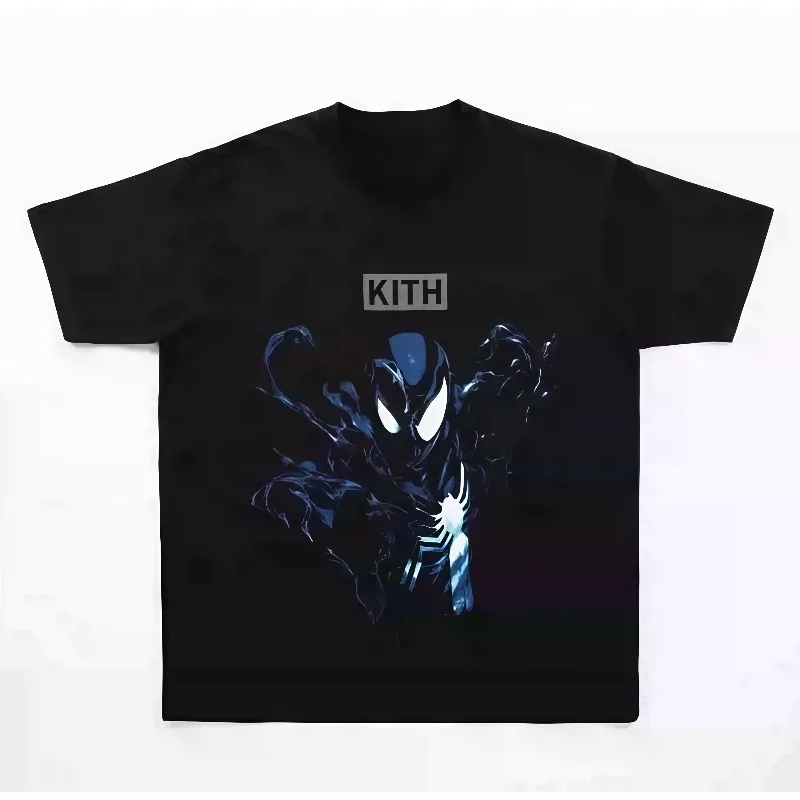 Gran oferta de verano KITH Marvel edición limitada Spider Man Venom Series High Street moda Unisex camiseta suelta de manga corta