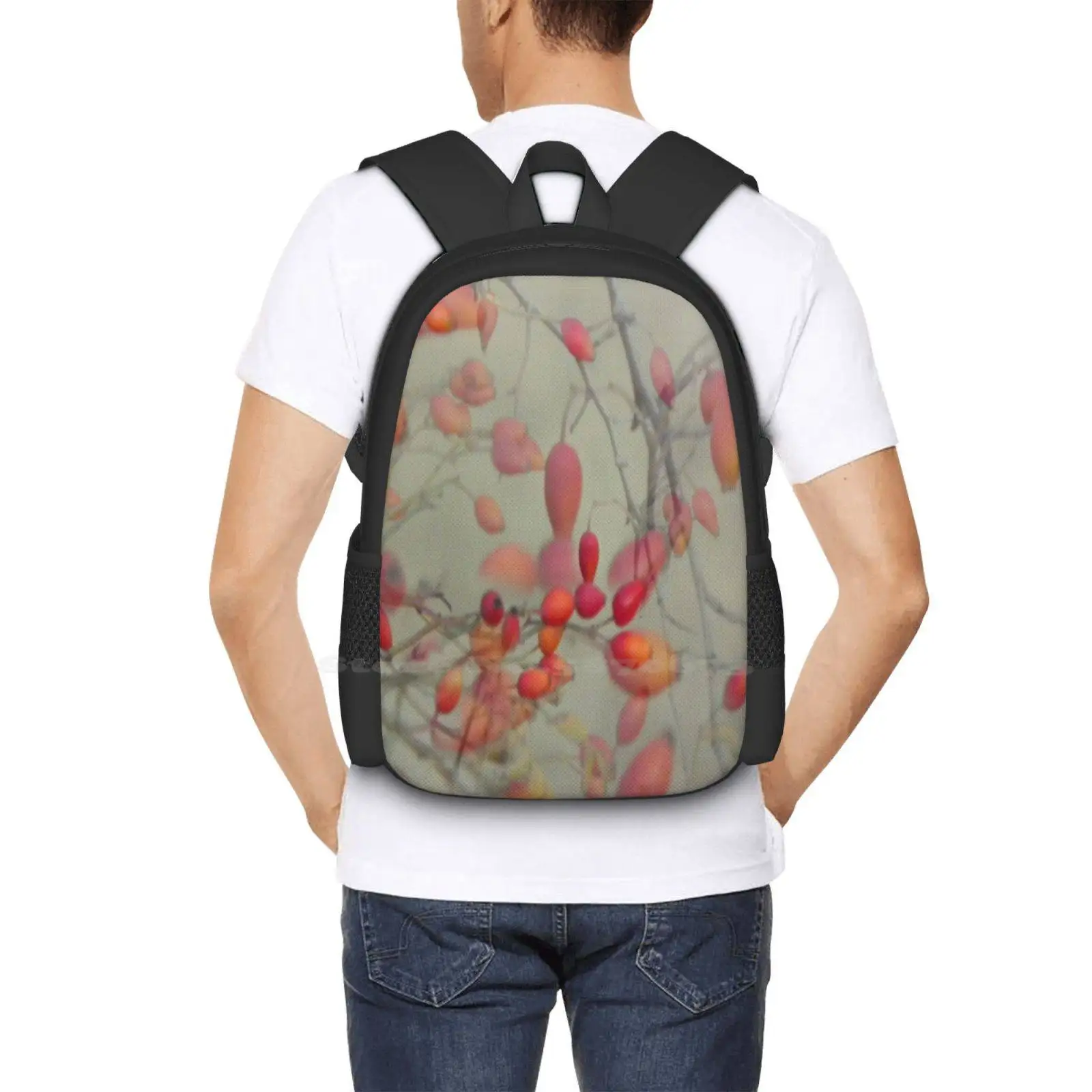 Cinorrodo-mochila escolar de gran capacidad para ordenador portátil, bolsas de rosas, caderas, naturaleza, Flora, Otoño, jardín de bayas