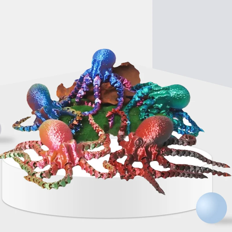 Creative Wacky 3D Printing Octopus Decompression Toy Ornament Funny Joints Movable Model Crafts Desktop Decoration Children Gift