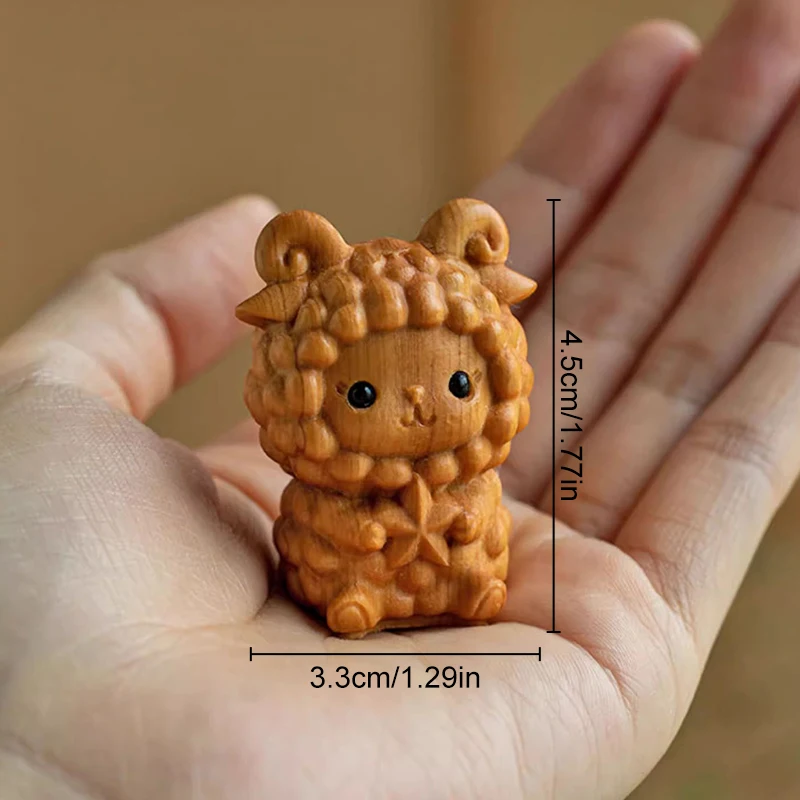 Mini Wood Carving Chinese Zodiac Dog Tiger Dragon Cute small animal Statue handicraft children\'s gift Ornaments