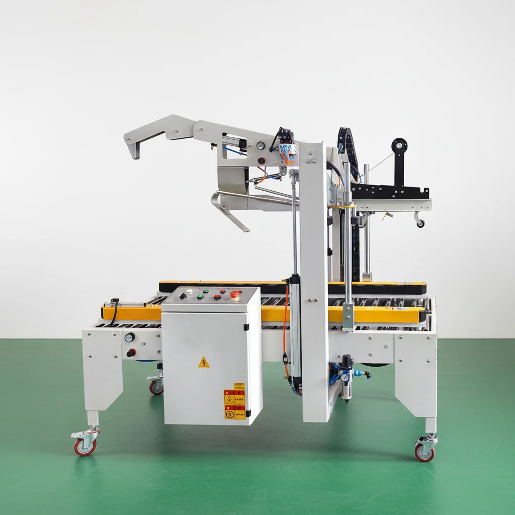 Fully Automatic Random Flap Fold Case/Carton Box Tape Sealer Carton Sealing Machine