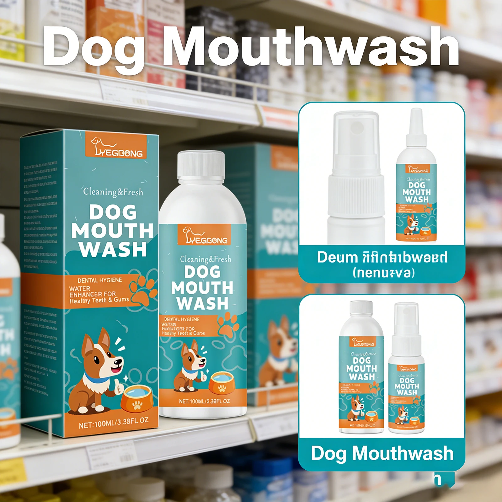 Yegbong Dog Mouthwash Pet Oral Hygiene Clean Tartar Bad Breath Fresh Breath Promote Teeth Cleaning Prevent Plaque For Dogs 100ml