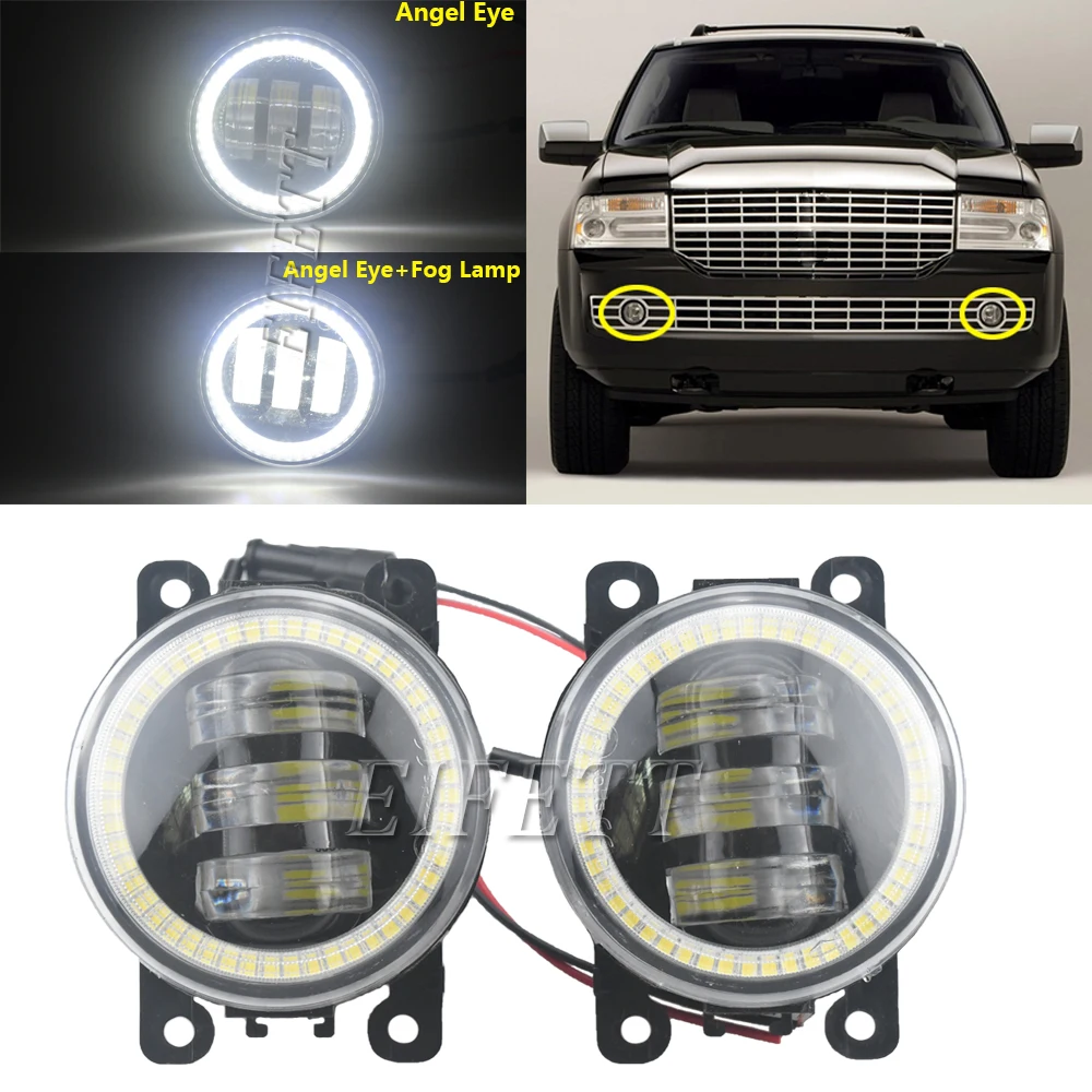 Car LED Angel Eye Fog Light DRL H11 Fog Daytime Running Lamp For Lincoln Navigator 5.4L V8 2007 2008 2009 2010 2011 2012-2014