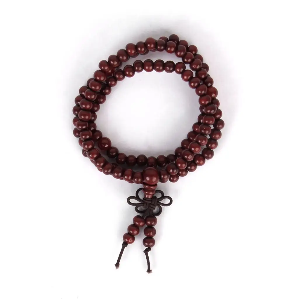 Unisex Wooden Buddhist Prayer Bracelet 108 Beads Elastic Wristband Meditation Jewelry for Relaxation