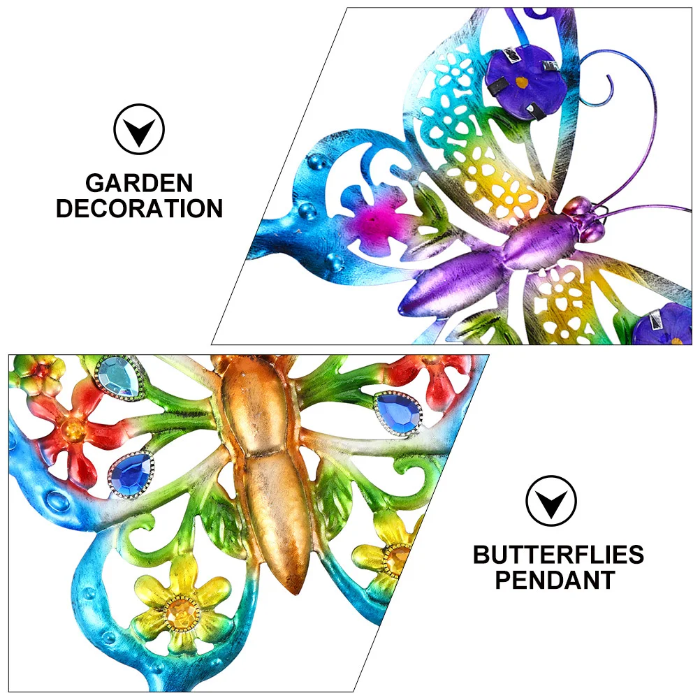 

2pcs Iron Butterflies Wall Art Decoration Home Garden Office Fence Pendant Vintage Animal Hanging Ornament Cute Gift For Female