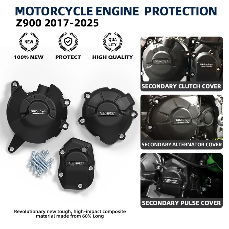 Couvercles de moteur GBRacing pour moto, accessoires de Performance pour KAWASAKI - Z900 2017 – 2023, couvercle d'impulsion d'embrayage d'alternateur, haute durabilité