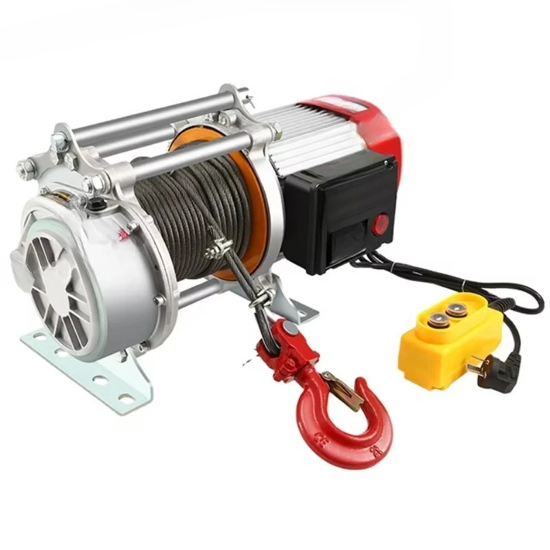Single-phase electric winch 750kg Load capacity 14m/min Speed 15m Retail construction Aluminum alloy wire rope sling