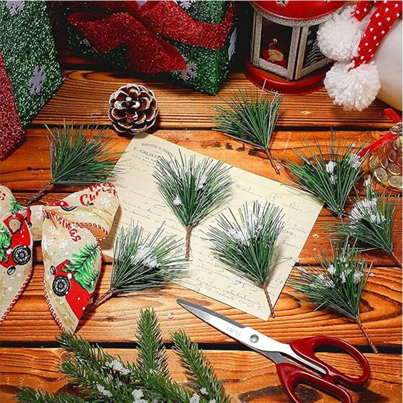 5/10 Stück künstliche Tannennadel, 11 cm, Zweig, grüne Pflanze, Tannennadel für DIY, Weihnachten, Thanksgiving, Hochzeit, Hausgarten, Dekoration – Detail 5