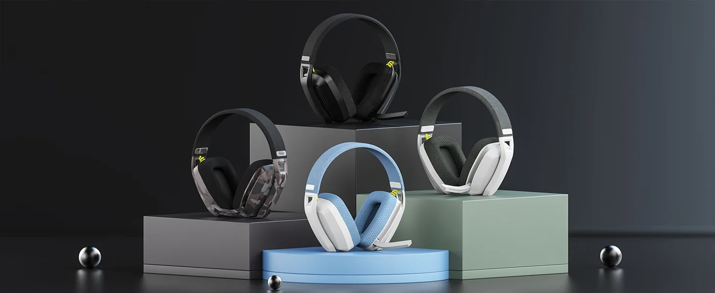 BINNUNE BW06 Bluetooth-Headsets Gamer mit Mikrofon für PS5 PS4 PC Mac Playstation Wireless 2,4 GHz Gaming-Kopfhörer mit Mikrofon – Detail 1