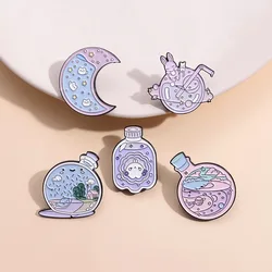 Little Rabbit Planet Moon Bottle star Enamel Brooches Pin Glasses Sunglasses Frame Openwork Scissor Aircraft Badge Clothing Acce