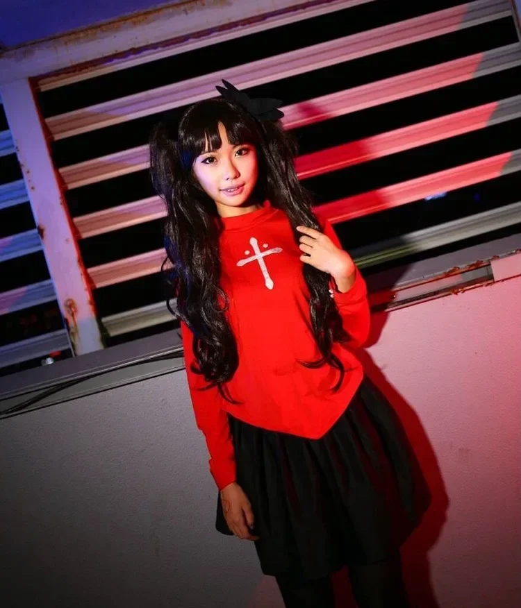 Fate Stay Night Cosplay Rin Tohsaka Cosplay Costume Women Uniforms Dress Anime Cosplay Halloween Full Set Top Skirt Headwear