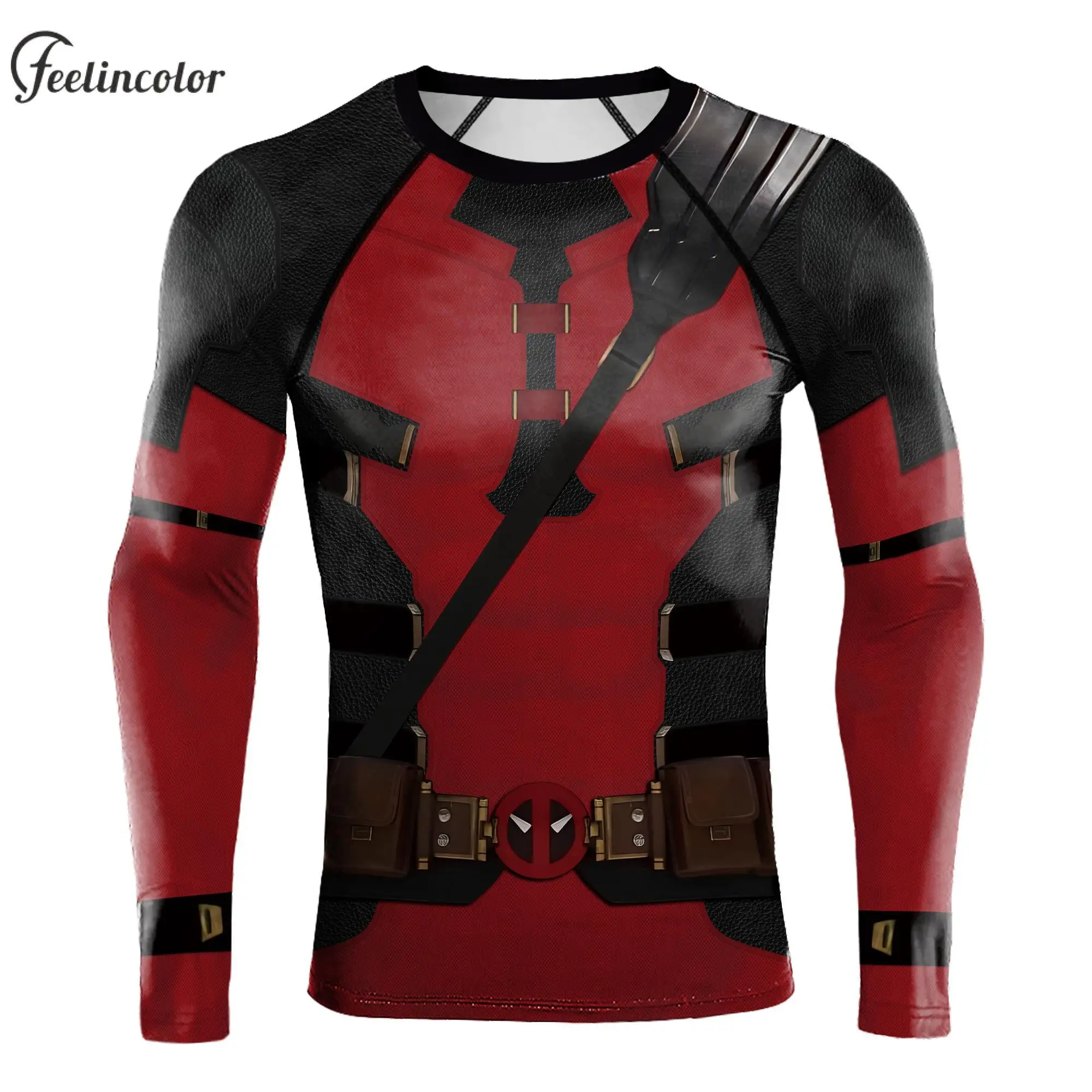 Compression Shirts for Men Long Sleeve Fancy T-Shirt Superhero Print Top Elastic Fitness Sportwear Party Clothes Male Streetwear