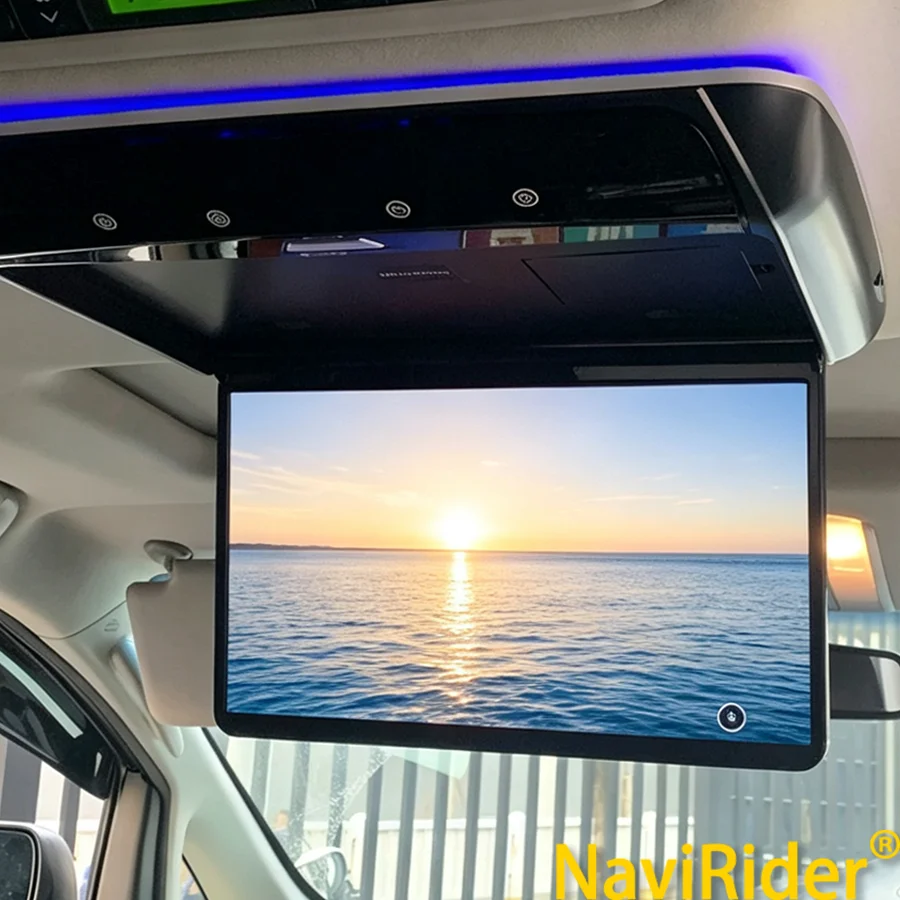 S 14 Inch Car Roof Monitor TV Flip Down 1080P Video HD Screen MP5 Android 16 Universal With 16-color Ambient Light SD HDMI FM
