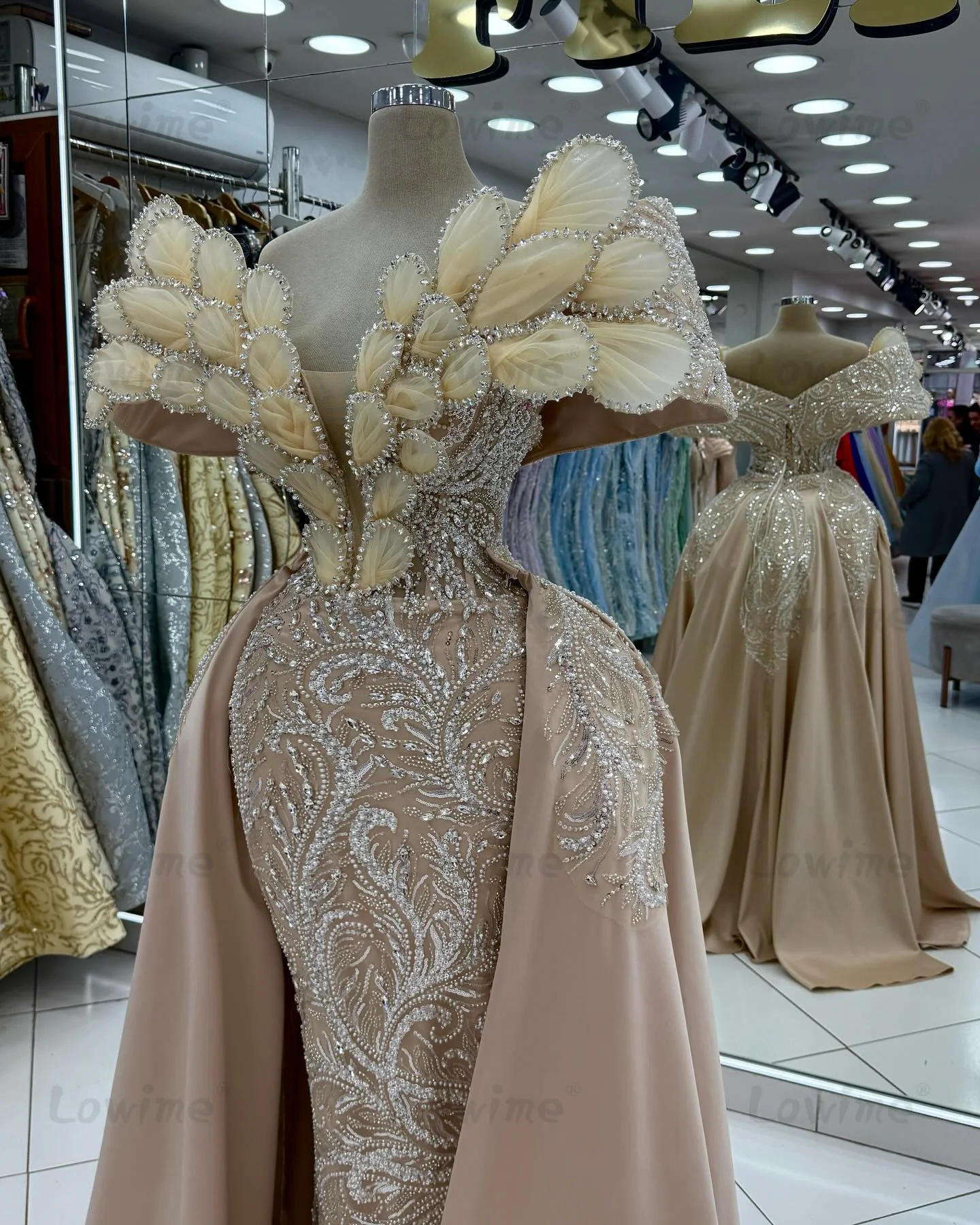 Personalizado lantejoulas vestidos de noite elegante aso ebi fora do ombro sereia vestido de baile longo árabe vestido de festa noche