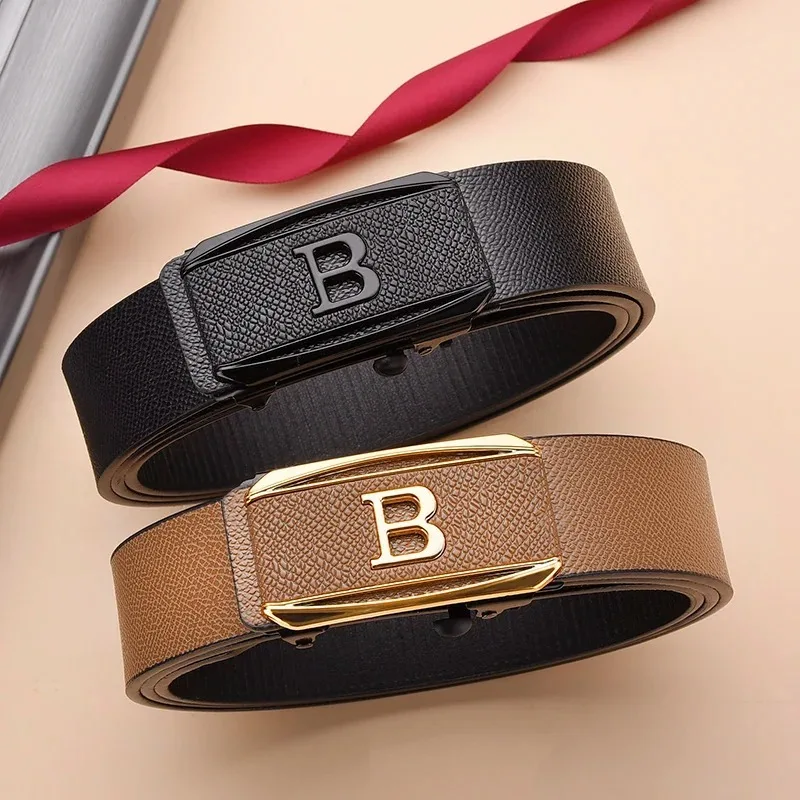 Men's Trendy Waist Belt Toothless Automatic Buckle Design Casual Business Universal Personality Belt for Young People
