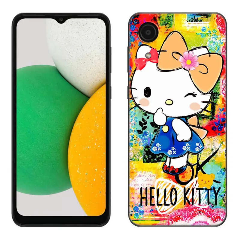 Sanrio Hello Kitty Phone Case For Samsung Galaxy A01 A03 Core A04 E A02 A05 A10 A20 A21 A30 A50 S A6 A8 Plus A7 2018 Black Cover