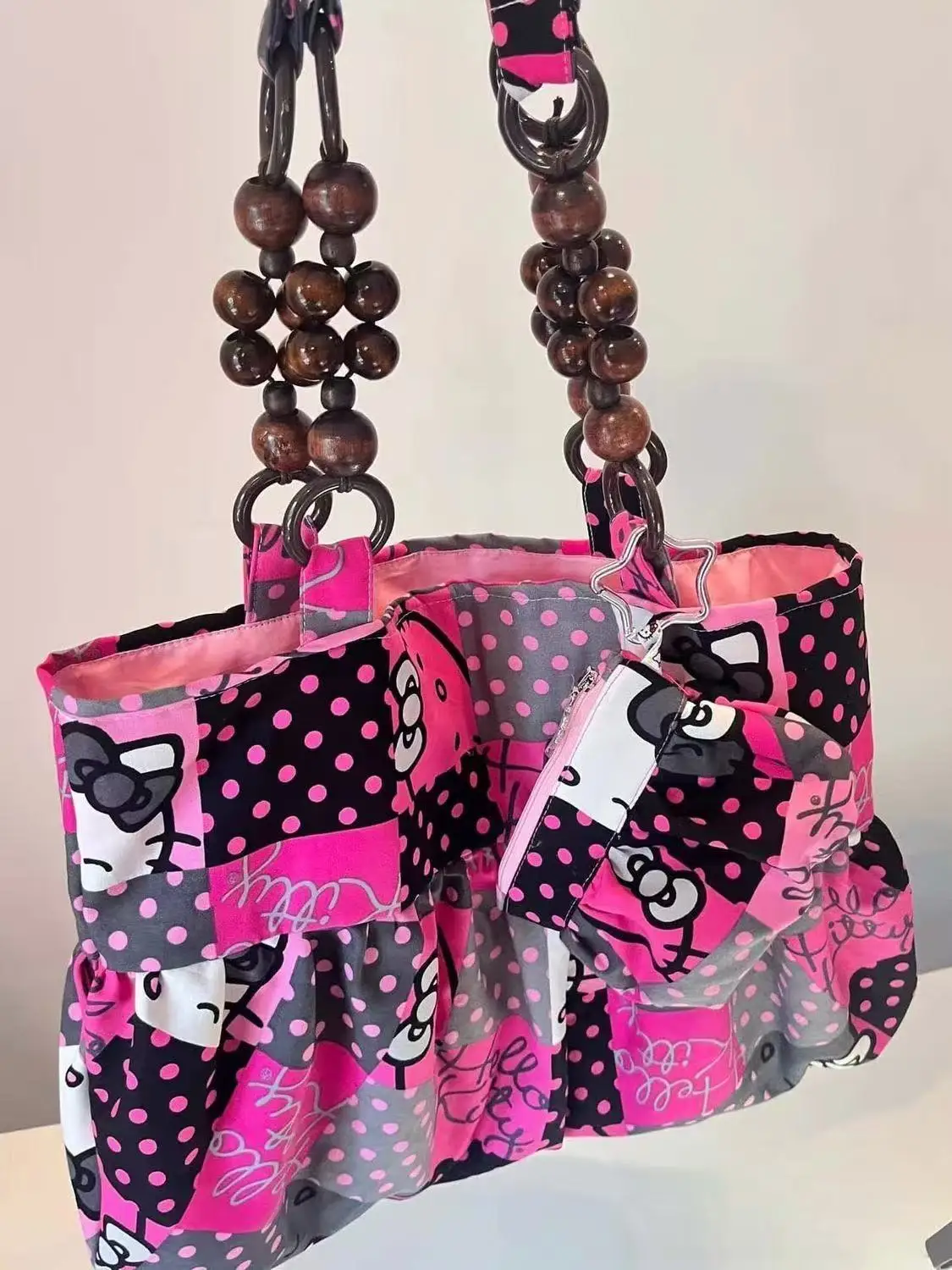 

Hello Kitty handbag, women's French style carrying large capacity shoulder bag, class tote bag, forest style shopping bag