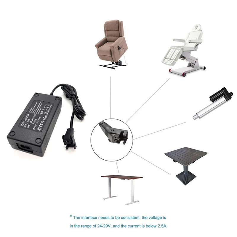 29V 2A AC/DC Power Adapter Supply For Recliner Sofa Chair Charger Switching Transformer for OKIN LIKE Limoss Overload Protection