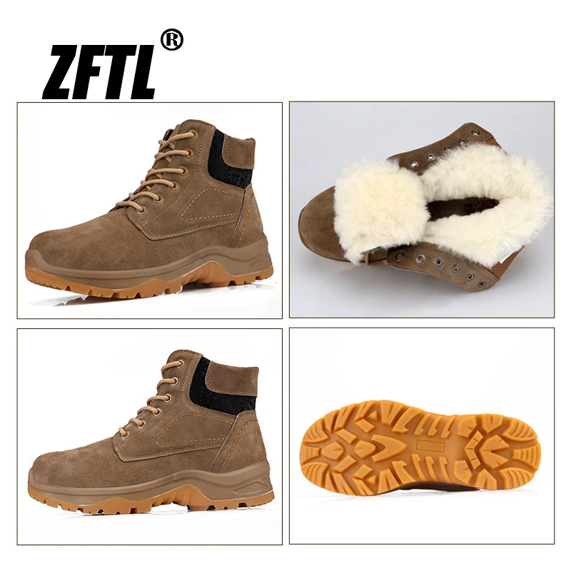 ZFTL New Men\'s Snow Boots Wool Non-slip high-top Casual Outdoor Warm boots Outdoor Warm cotton shoes Winter Thickened wool boots