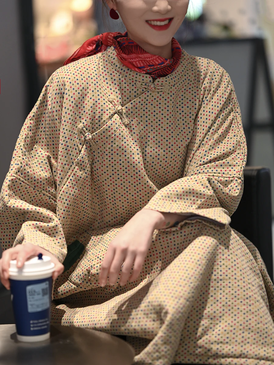 

Оригинальный дизайн, осенне-зимняя хлопково-льняная женская свободная одежда средней длины, теплая хлопковая куртка в этническом китайском стиле