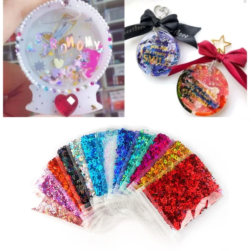 R3MC for Sparkle English Letters Glitter Sequins for DIY Crystal UV Epoxy Resin Mold Fillings 3D  Nail Art Decorat