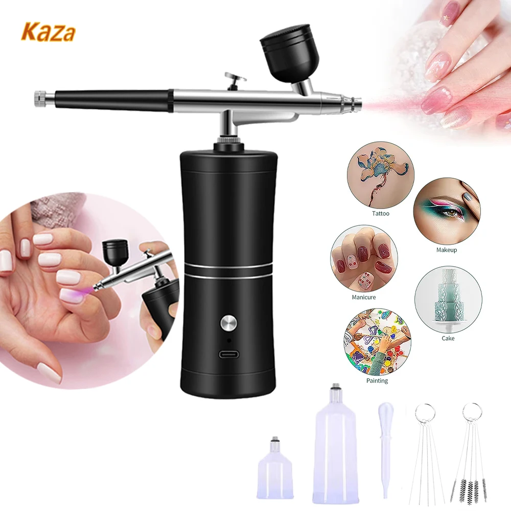 

Airbrush Nail with Compressor Kit Portable Airbrush for Nail Art Cake Makeup Painting Nano Fog Mist Sprayer Gun Airbrush Nail