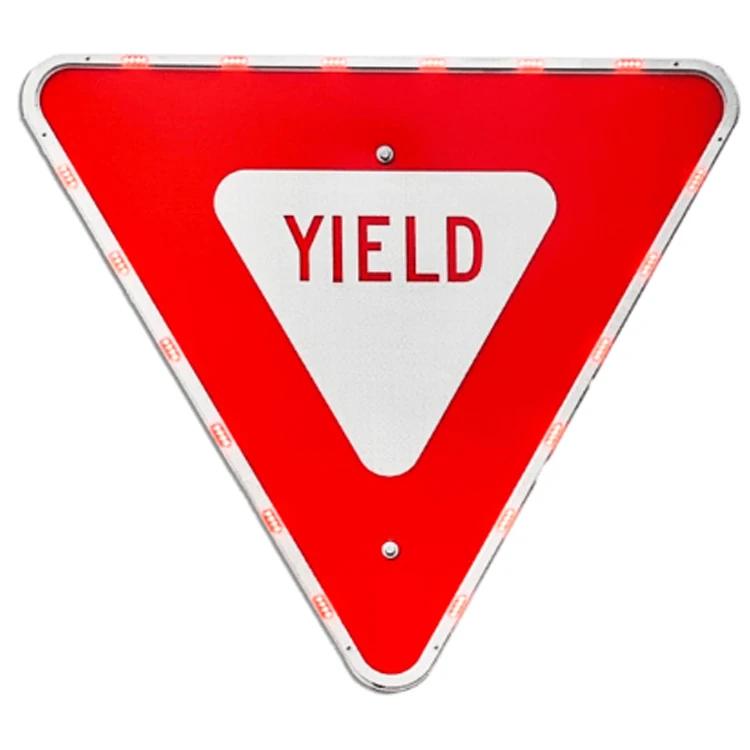 Aluminium Yield Road Sign Outdoor Safety Triangle Sign PVC Material for Roadway Usage