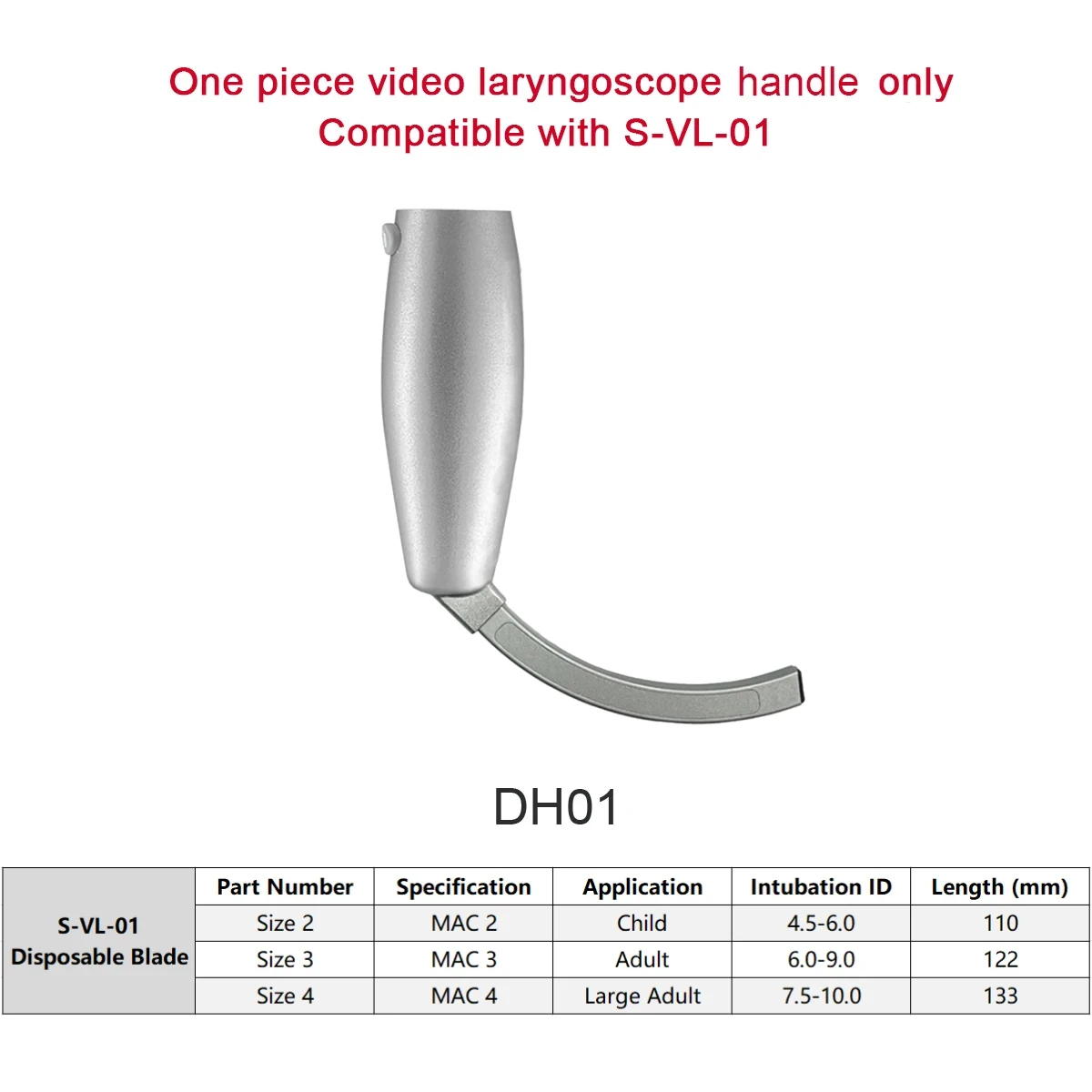 Sensorendo One Piece Video Laryngoscope  (DH01/MIL0/MIL1/MAC1/MAC2/MAC3/MAC4/D-Blade) Optional for Anesthesia Intubation