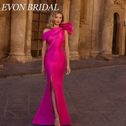 EVON BRIDAL One Shoulder Celebrity Evening Dresses With Bow Mermaid Side Slit Satin Modern Celebrity Red Carpet Gowns Customized